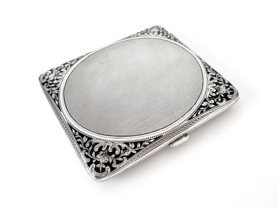 900 cigarettes Black and White Enamel 900 Silver Cigarette Case With Inscription