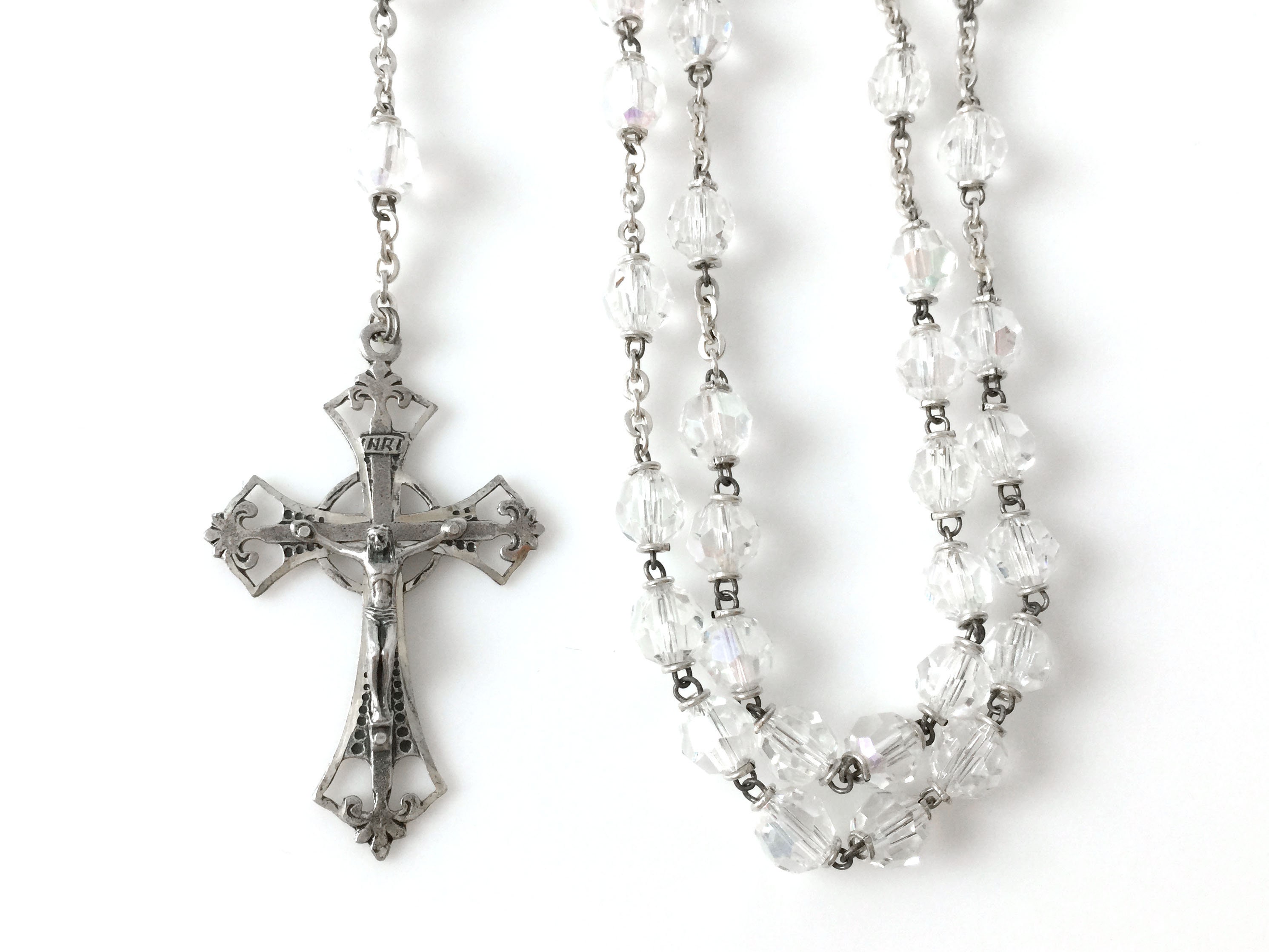 Sterling Silver And Crystal Bead Rosary Made In Italy Etsy