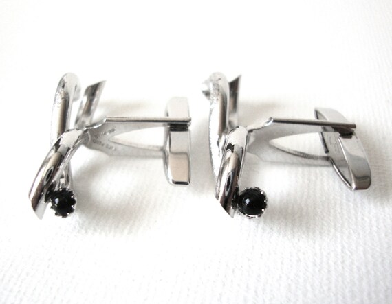 Swank Sterling Silver Intertwining Cufflinks With… - image 4