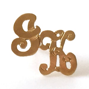 14K Gold Initial JK Tie Tack
