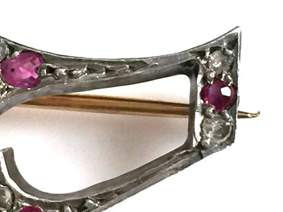 Victorian Rose Cut Diamond And Ruby 14K Rose Gold… - image 6