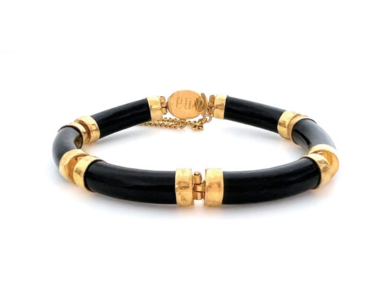 Black Beaded 22KT Gold Bracelet for Kids