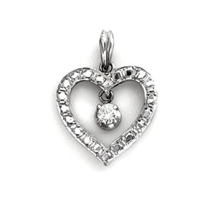 10K White Gold Diamond Heart Pendant