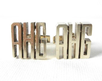 Vintage Vermeil Initial Sterling Silver Cufflinks With The Letters AHG