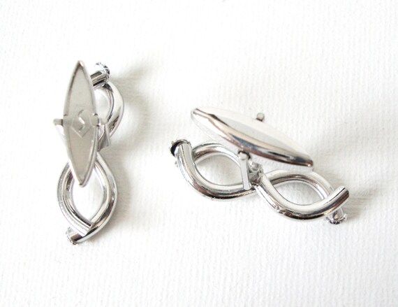 Swank Sterling Silver Intertwining Cufflinks With… - image 5