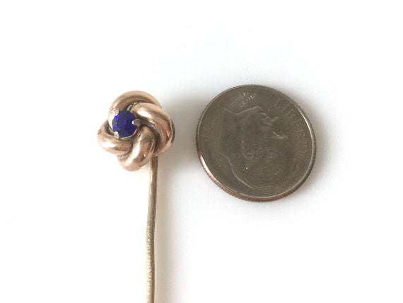 10K Rose Gold Love Knot Stick Pin Set With Blue S… - image 7