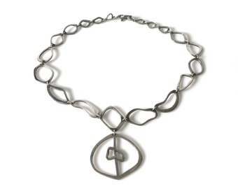 Vintage Reven Sterling Silver Linked Necklace With Pendant Made In Mexico