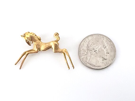 18K Gold Pony Brooch / Horse Brooch - image 4