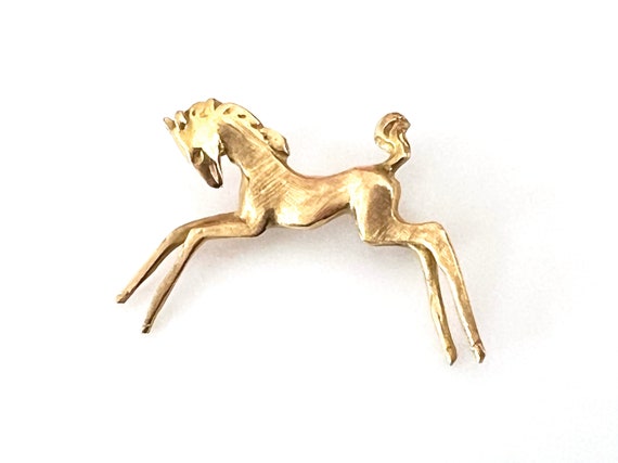 18K Gold Pony Brooch / Horse Brooch - image 1