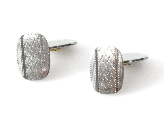 Clark Silver Patterned Double Faced Cufflinks - image 1