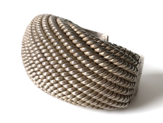 Extremely Heavy Woven Silver Akha Cuff Bracelet - image 4