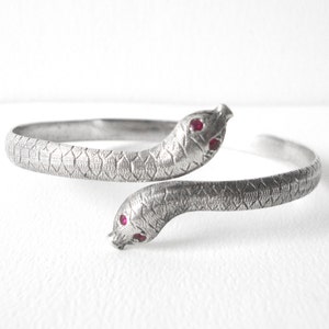 Sterling Silver Cobra Snake Bangle Bracelet With Pink Eyes - Etsy