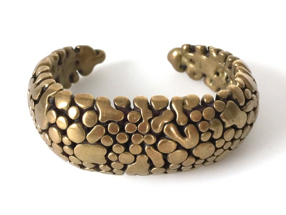 Modernist Brutalist Irene Suess Bronze Cuff Brace… - image 1