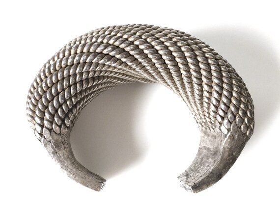 Extremely Heavy Woven Silver Akha Cuff Bracelet - image 7
