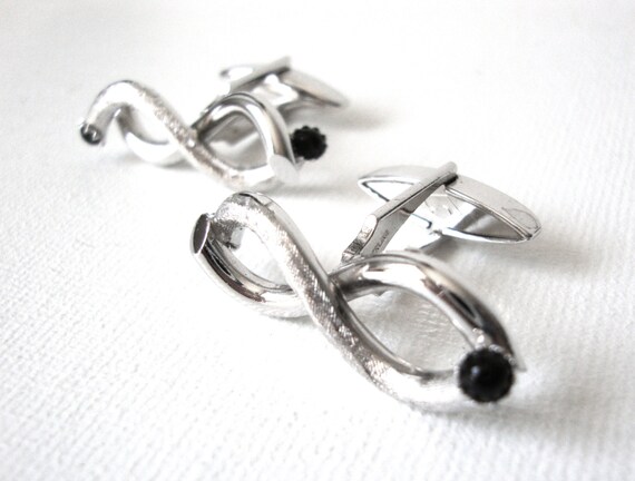 Swank Sterling Silver Intertwining Cufflinks With… - image 3
