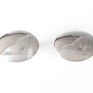 Mid Century Sterling Silver Oval Cuff Links