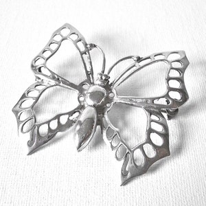 Vintage Sterling Silver Butterfly Brooch With Open Work Wings