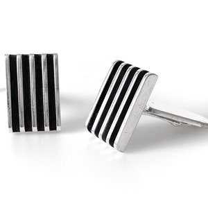 Danish Lund Sterling Silver Rectangle Cufflinks