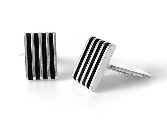 Danish Lund Sterling Silver Rectangle Cufflinks
