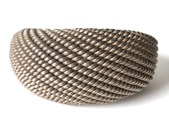 Extremely Heavy Woven Silver Akha Cuff Bracelet - image 2