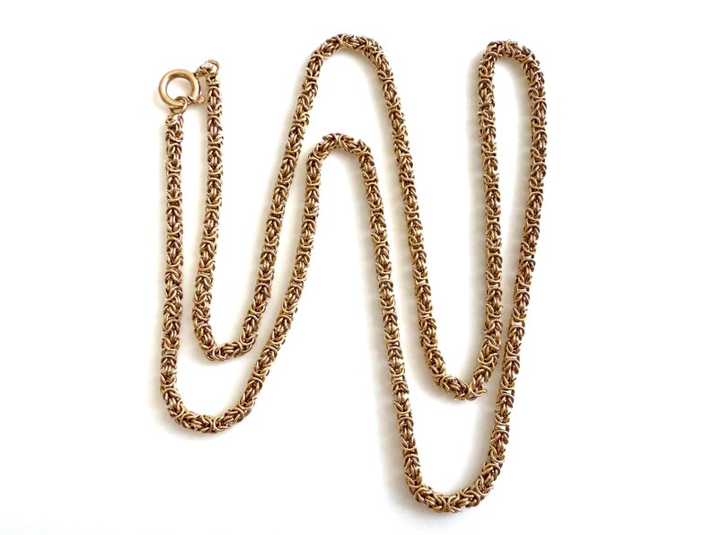 9K Gold Byzantine Rope Necklace 28 1/2” Long - Etsy