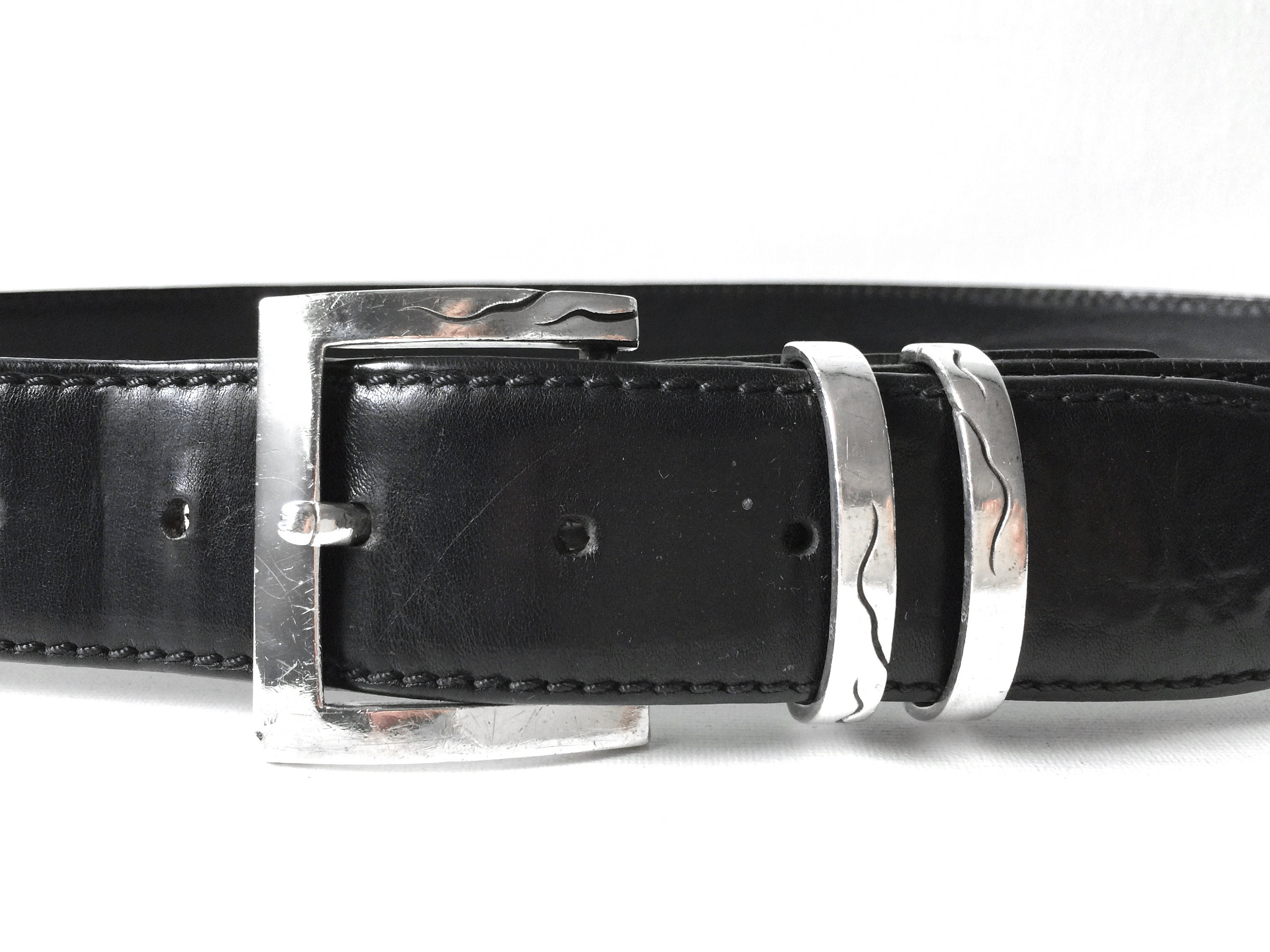 Mens Claudio Calestani Sterling Silver Buckle Set on 1.5 Inch