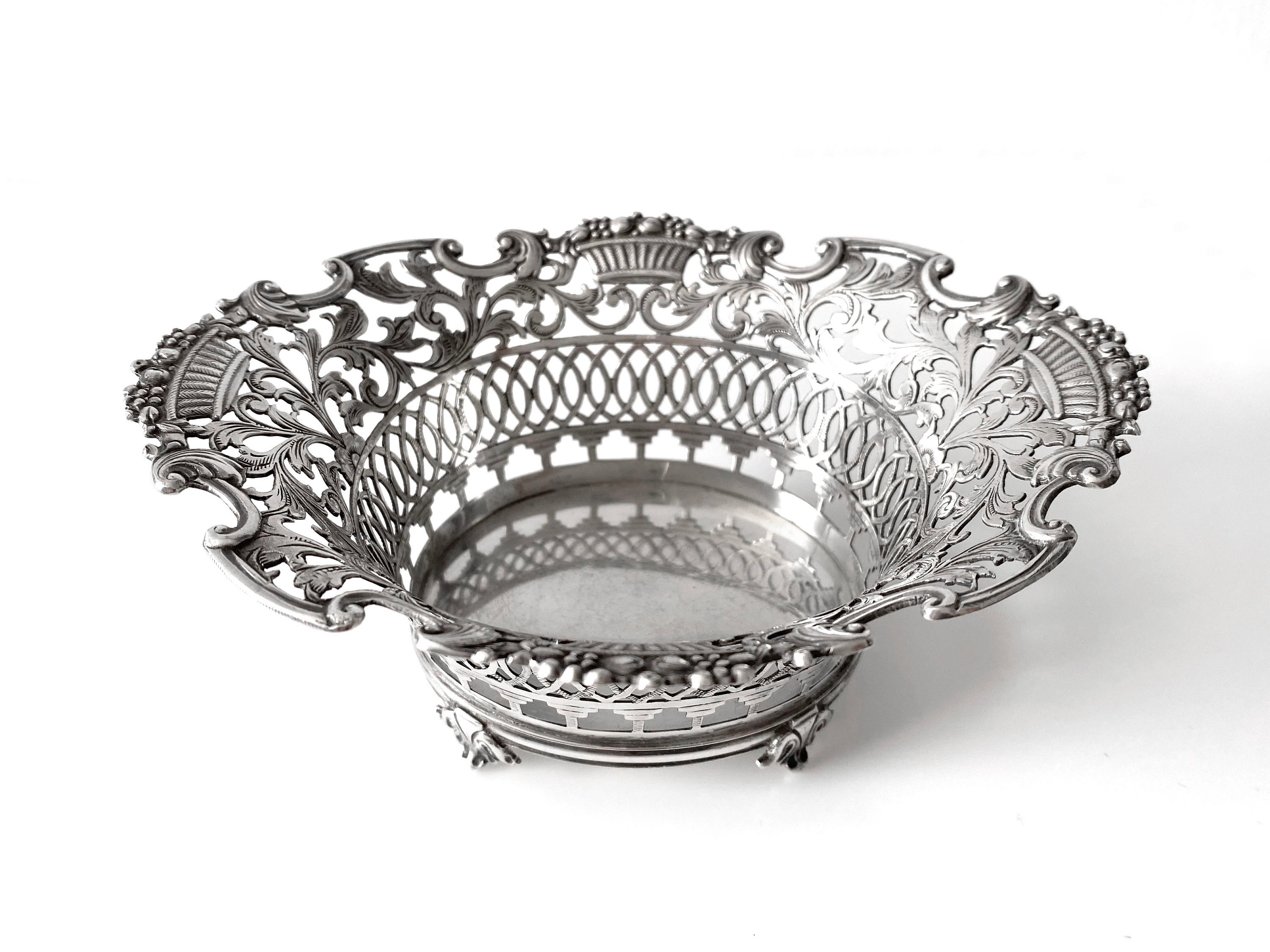 Antique Dutch 833 Silver Pierced Sweetmeat Basket Dish - Etsy