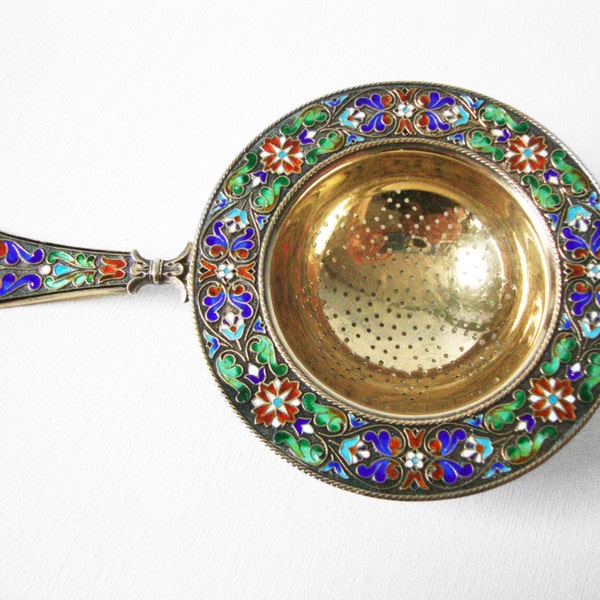 Reserved Vintage David Andersen Enamel Vermeil Sterling Silver Tea Strainer