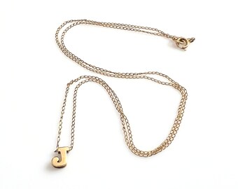 14K Gold Initial J Chain Necklace 15 3/4”