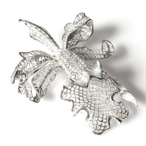 Sterling Silver Orchid Brooch Made In Germany