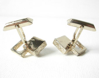 Boutons De Manchette Grands Et Vintage Années 50 - En Vermeil Sterling (or Sur Argent) - Occasion