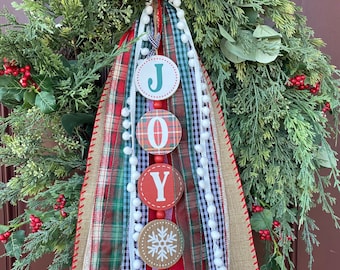 Joy of Christmas Ribbon Set, Christmas ribbon set, coffee filter wreath ribbon, Christmas wreath bow, Christmas wreath ribbon, ribbon clip