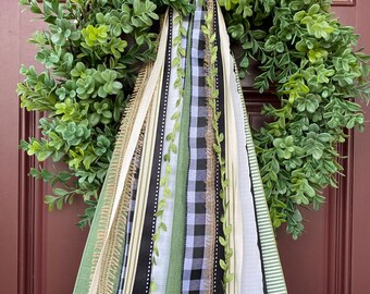 The Buffalo Check Ribbon Set, summer ribbon set, neutral ribbon set, coffee filter wreath ribbons, clip on ribbon for wreath, wreath ribbon