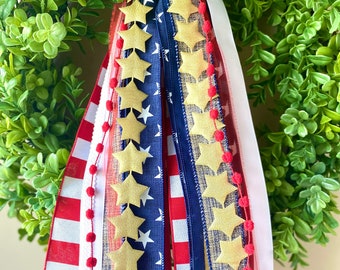 Old Glory 4th of July ribbon set, coffee filter wreath ribbon, 4th of July wreath, summer ribbon sets, red white and blue ribbon set