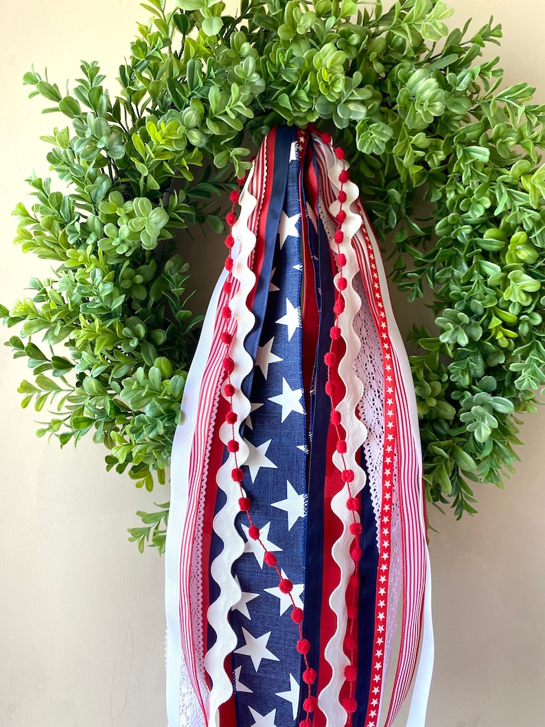 All American 4th of July ribbon set, ribbon bundle, ribbons for wreath, clip on ribbon, red white and blue, summer ribbon sets image 1