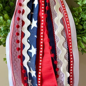 All American 4th of July ribbon set, ribbon bundle, ribbons for wreath, clip on ribbon, red white and blue, summer ribbon sets image 3
