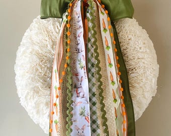 Carrot Patch Ribbon Bundle, Easter wreath bow, Easter ribbon set, vintage bunny Easter decor, neutral Easter wreath