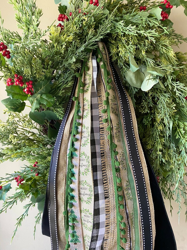 Buffalo Check Christmas Ribbon Set, Christmas Ribbon Bundle Christmas Ribbons for Wreath, Coffee