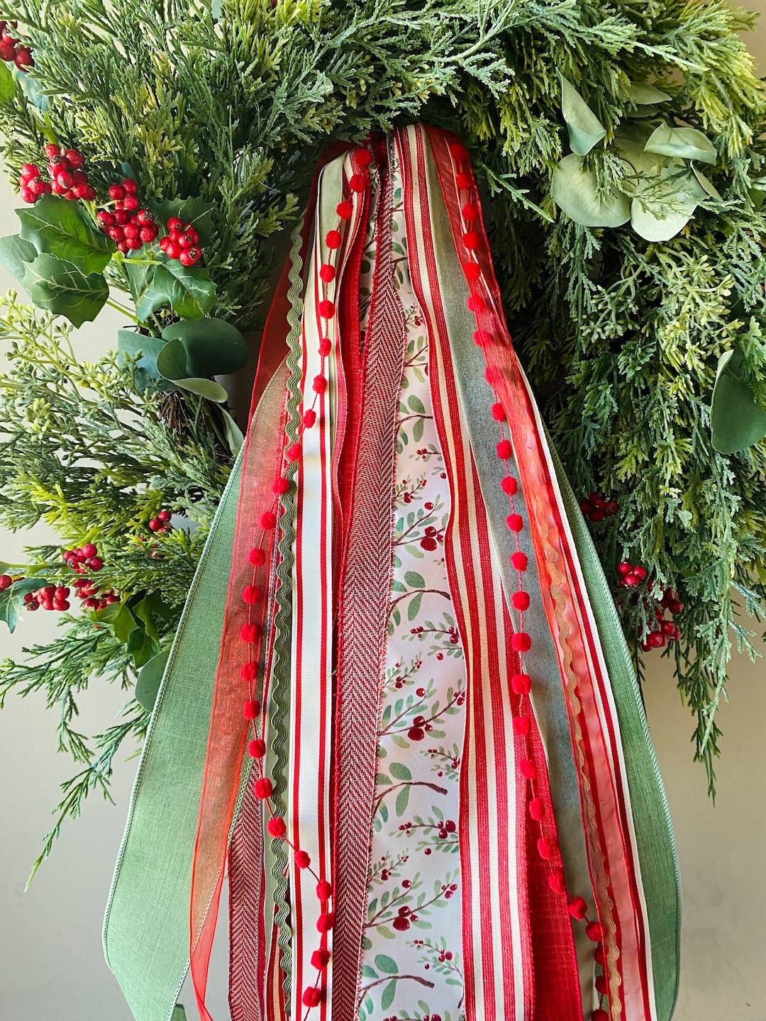 Holly Berry Ribbon Set, Christmas Ribbon Set, Ribbon Bundle, Christmas Ribbon Wreath, Coffee ...