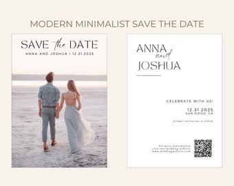 Bruiloft Save the Date Digitale sjabloon Download Modern minimalistisch