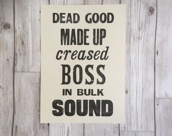Scouse Sayings Print – Liverpool Art, Letterpress A4