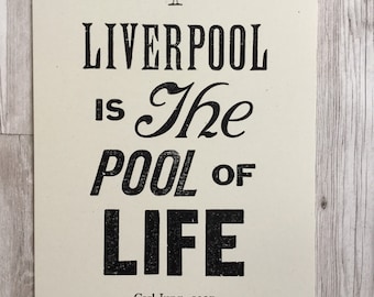 Liverpool 'Pool of Life' Letterpress Print – Scouse Art, Carl Jung Quote