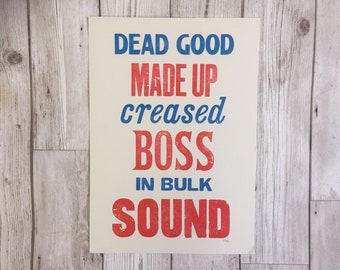 Scouse Sayings Letterpress Print - Liverpool Art Gift