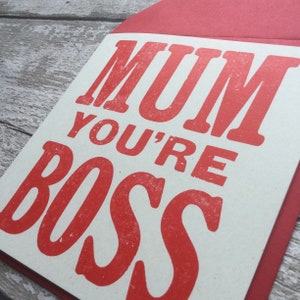Mum You're Boss Liverpool Card Scouse Card Birthday Card Letterpress card Card for Scouser Card for Mum Mothers Day card image 4