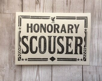 Honorary Scouser Letterpress Card: Liverpool Gift, Mini Print