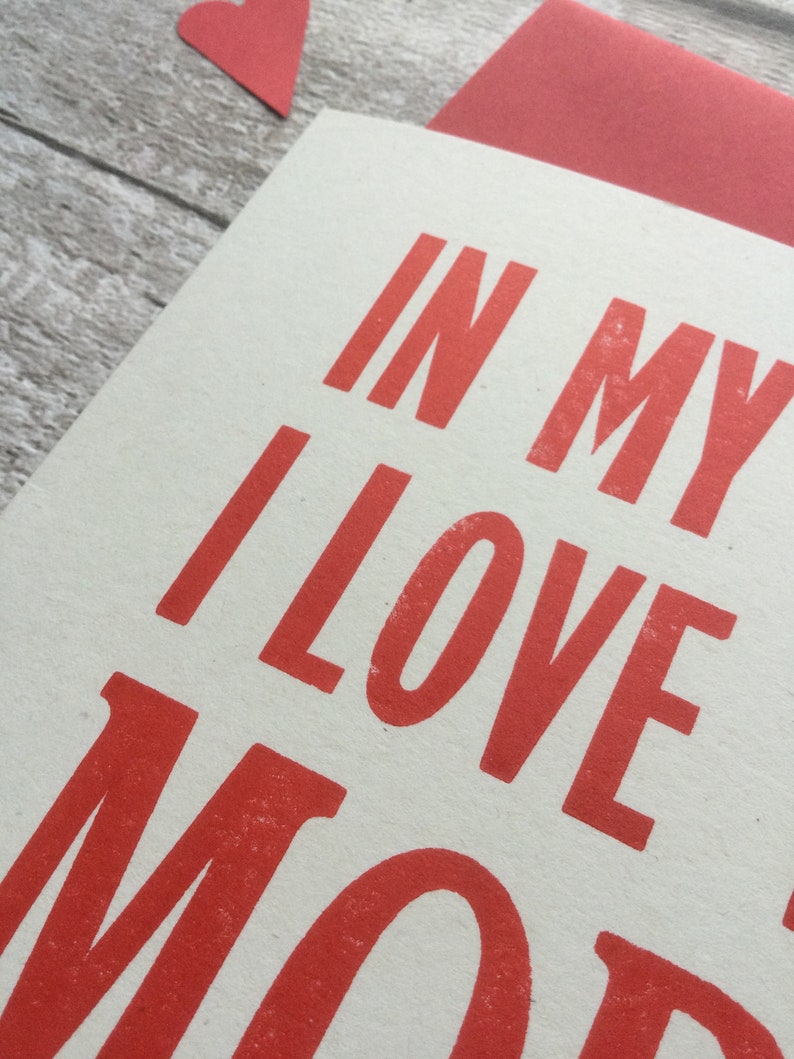 In My Life I Love You More / Beatles Lyric / The Beatles/ John Lennon /Letterpress/ greetings card / Valentine's Day / wedding / Anniversary image 2