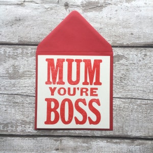 Mum You're Boss Liverpool Card Scouse Card Birthday Card Letterpress card Card for Scouser Card for Mum Mothers Day card image 2