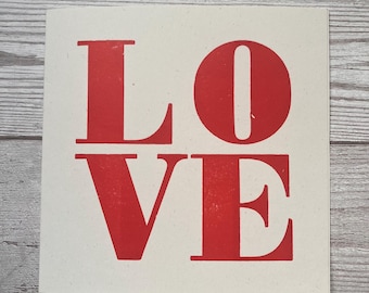 LOVE / Letterpress Card / Valentine's / Wedding / greetings card
