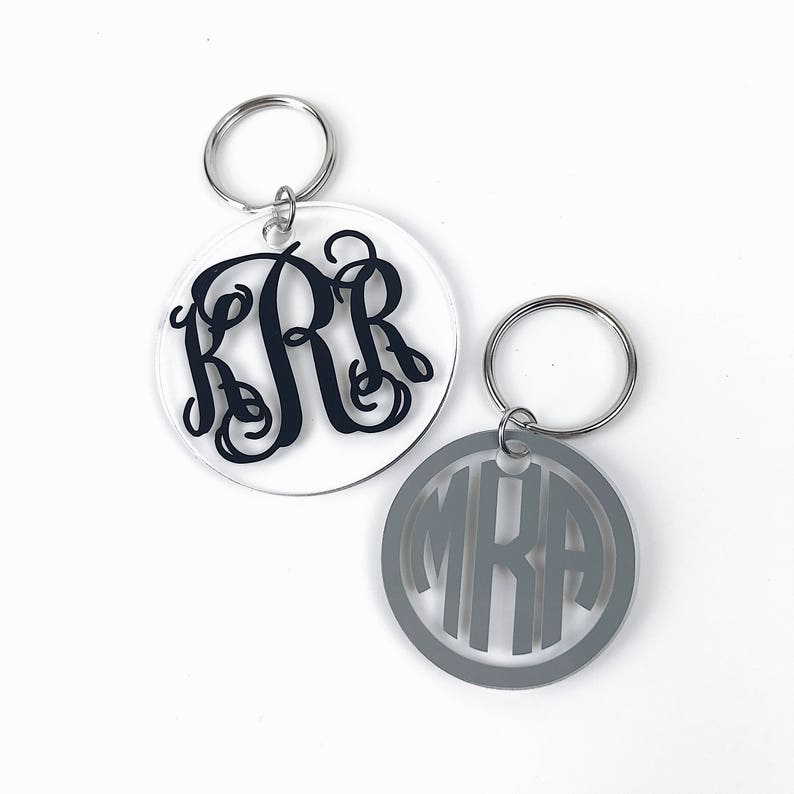 Monogrammed Keychain Custom Keychain Monogram Gift for Her image 3