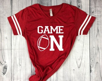 Game on Ladies Jersey Tee - Football Shirt - Womens Football Shirt - Football Jersey - Gift for Her - Team Shirt - Go Sports